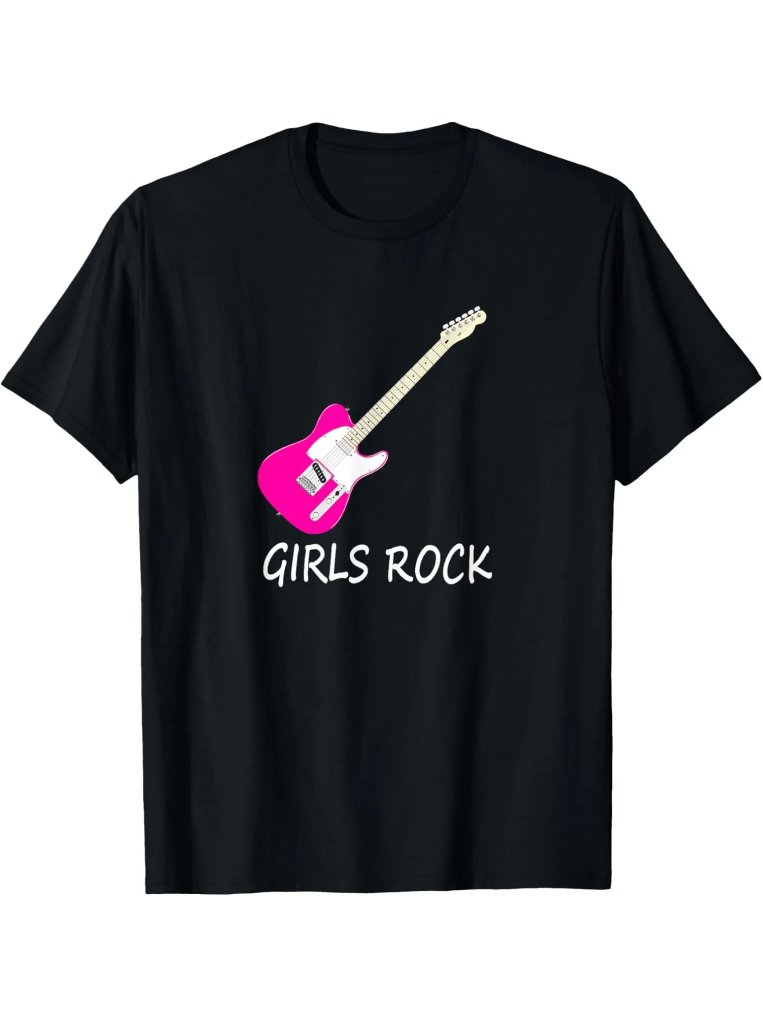 

Girls Rock Pink Electric Guitar Graphic T-Shirt Casual Cotton Short Sleeve Tee