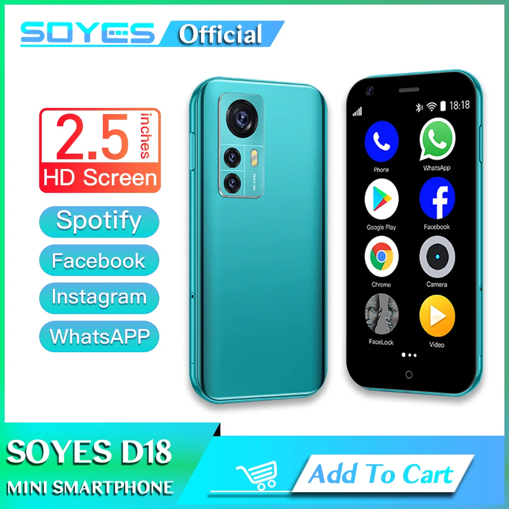 mini smartphone 1gb de ram 8gb rom dual camera 1000mah 3g wcdma 25 polegadas pequeno celular padrao oficial soyes d18 01