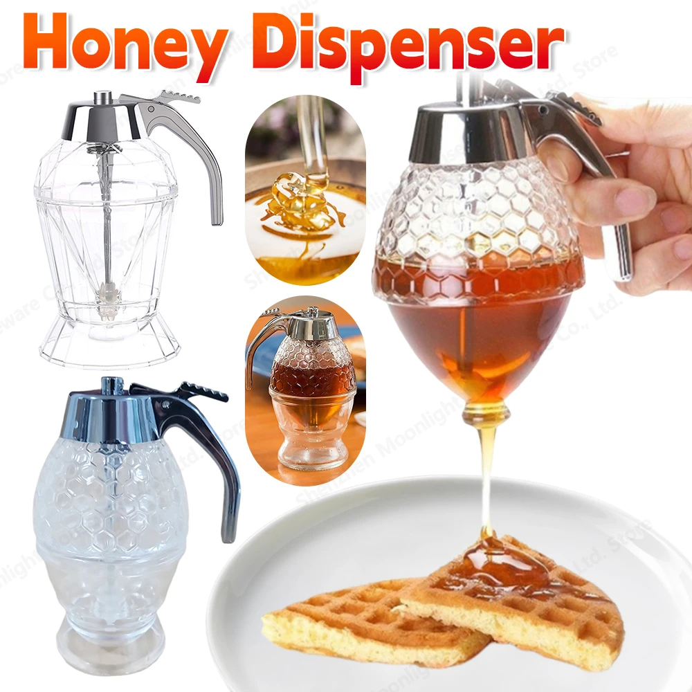 

Honey Dispenser Oil Bottle and Sauce Kitchen Tool Premium Durable Glass with Stand for Home Kitchen Storing Honey and Syrup