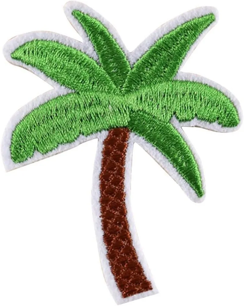 5Pcs Green Applique for Clothing DIY Accessories Coconut Palm Tree Embroidered Iron on Patch Sewing Applique Sewing Applique