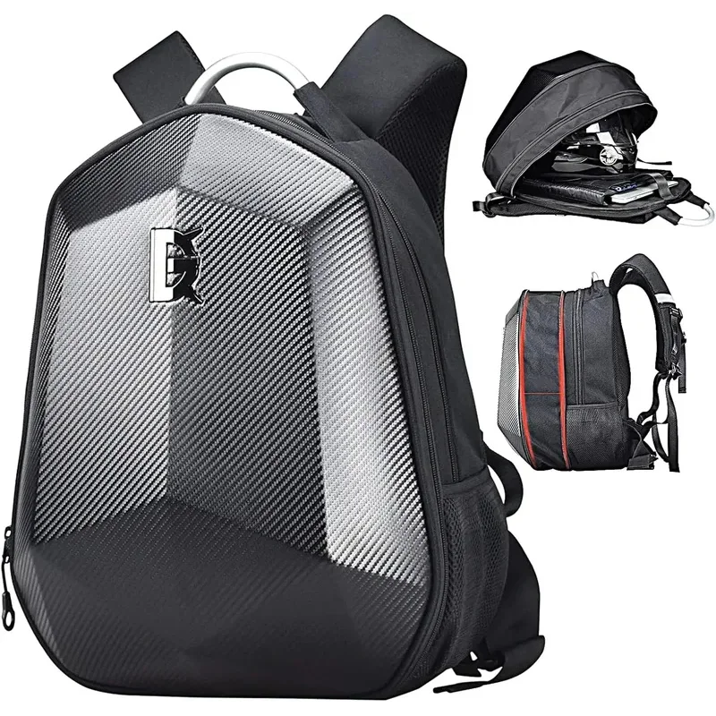 Motorcyclists Large Capacity Motorcycle Backpack Accessories Expandable Hard Shell Helmet Saddle Bag for Sports Commuter Riding