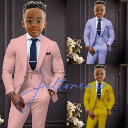Pink Boys Suit 3 Piece Set Formal Jacket Pants Vest Classic Design Kids Wedding Tuxedo for Boys Outfit 2-16T