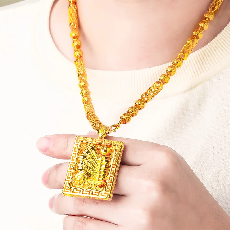 

Men Smooth Sailing Necklace 24K Gold AU999 - Smooth sailboat edges, fine links, comfortable skin-friendly wear