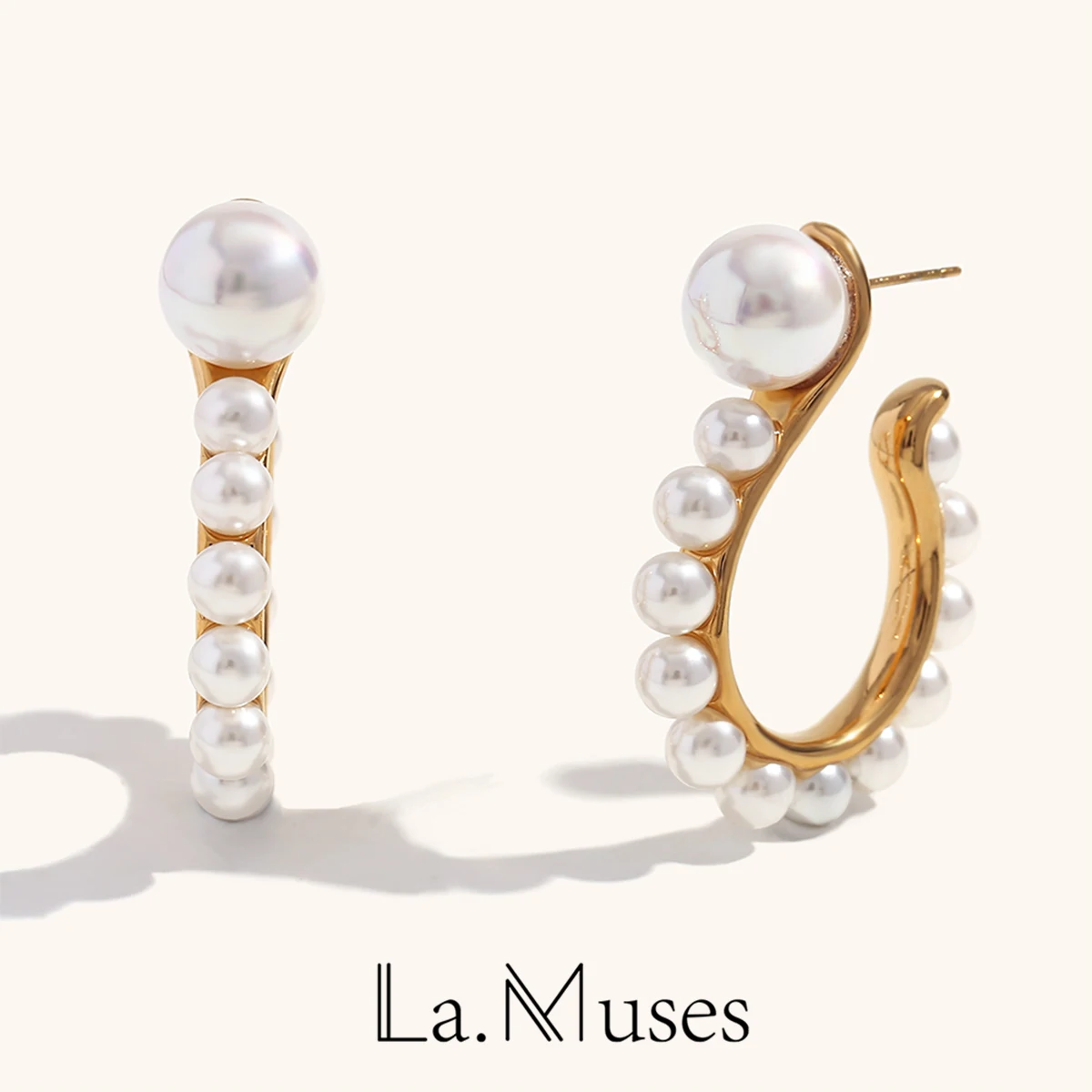 עגילי מתכת וו פנינה מוגזמים עבור נשים עגיל סימן צורה עגיל עמיד למים מתנות תכשיטים היפואלרגניים