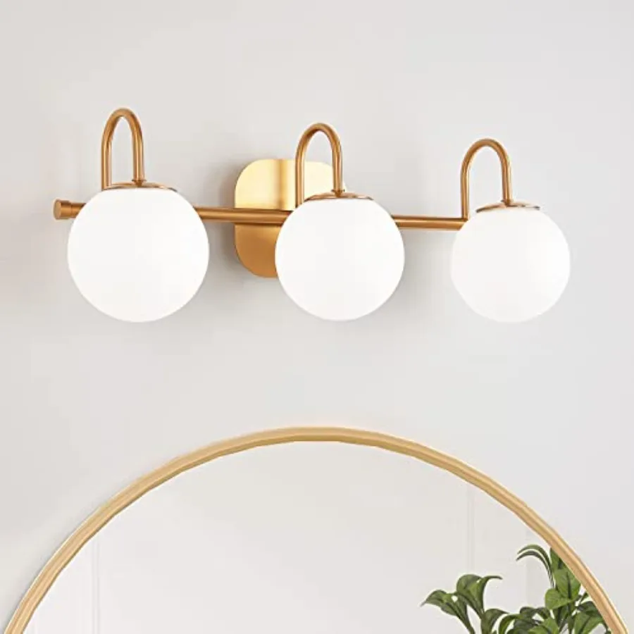

Modern Bathroom Vanity Light Fixtures Frame and Milk White Glass Globe Shade Modern Wall Sconce Lighting Bath Vanity Bar Over M