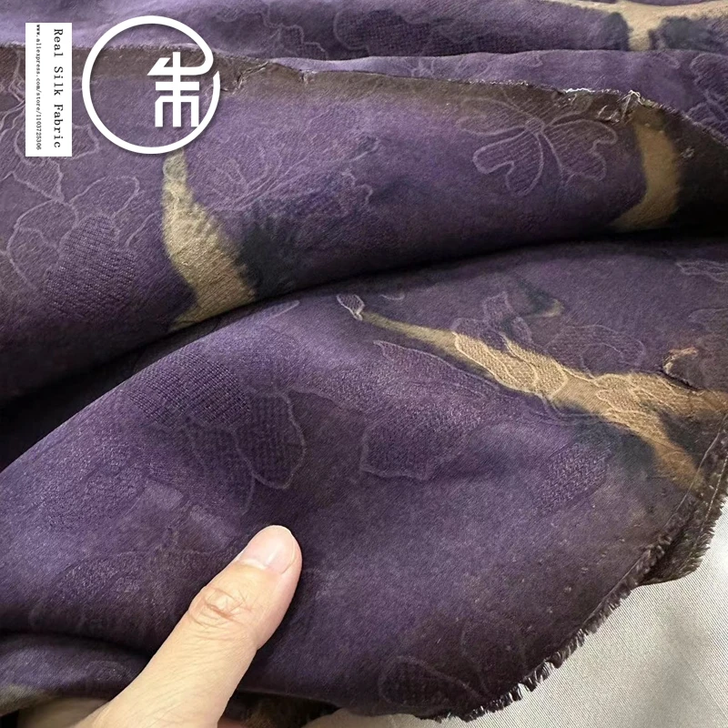 

High Quality Purple Crane Real Silk Gambiered Guangdong Fabric 100% Silk Designer Chinese Style Cheongsam Clothing Cloth