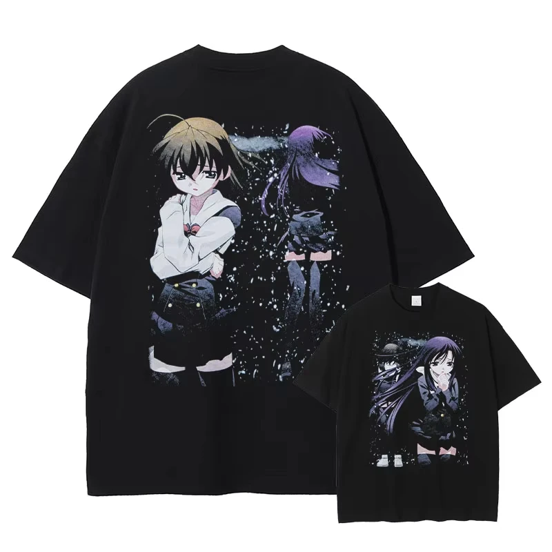 School Days Kotonoha Saionji Sekai Anime Manga Graphic Tank Top Unisex Washed Cotton Harajuku Short Sleeve Streetwear Tops