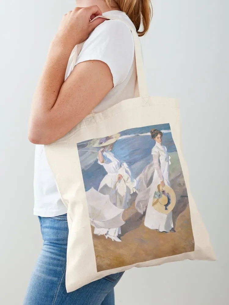 Joaquín Sorolla - Women Walking on the Beach (1909) Tote Bag Handbags women tote bag canvas