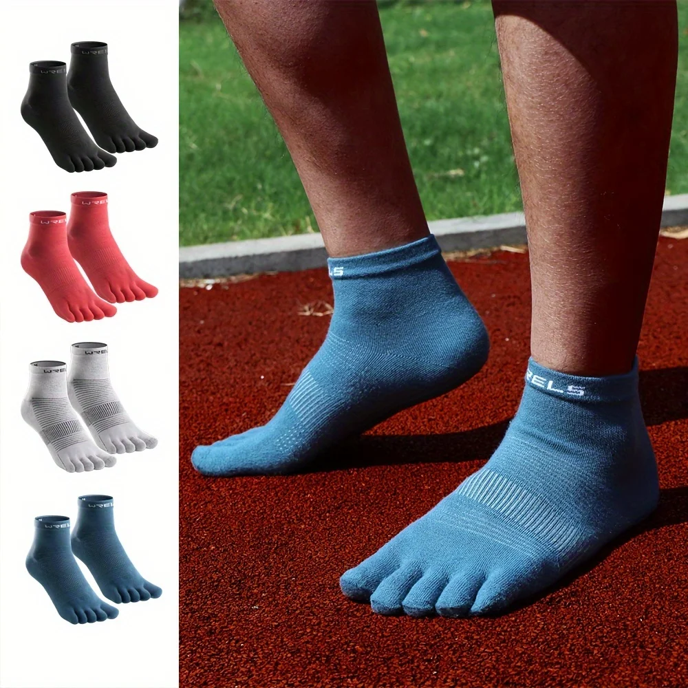 WRELS COOLMAX Quick-Dry Five-Toe Socks Elastic Athletic Running Moisture Wicking Socks Shock-proof Breathable Basketball Socks