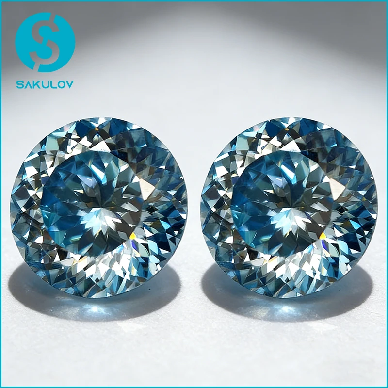

Aquamarine Round 100 Faces Cut Moissanite Loose Stone Diamond Russian Bird's Nest Cut Moissanite Gemstone With GRA Certificate