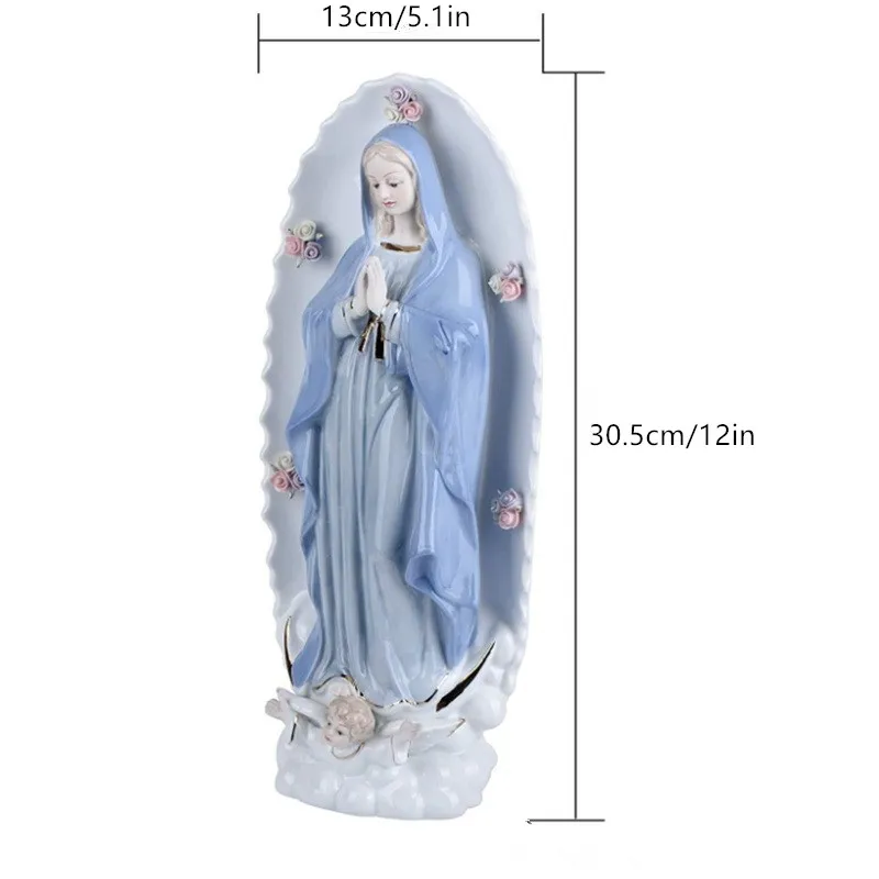 Fine Porcelain Virgin Mary Statue Our Lady of Guadalupe Virgin Mary Figurine Hand-Painted Figure