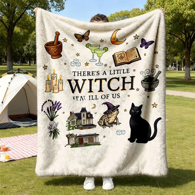 There's A Little Witch In All Of Us Flannel Blanket, Midnight Margaritas Witch Flannel Blanket