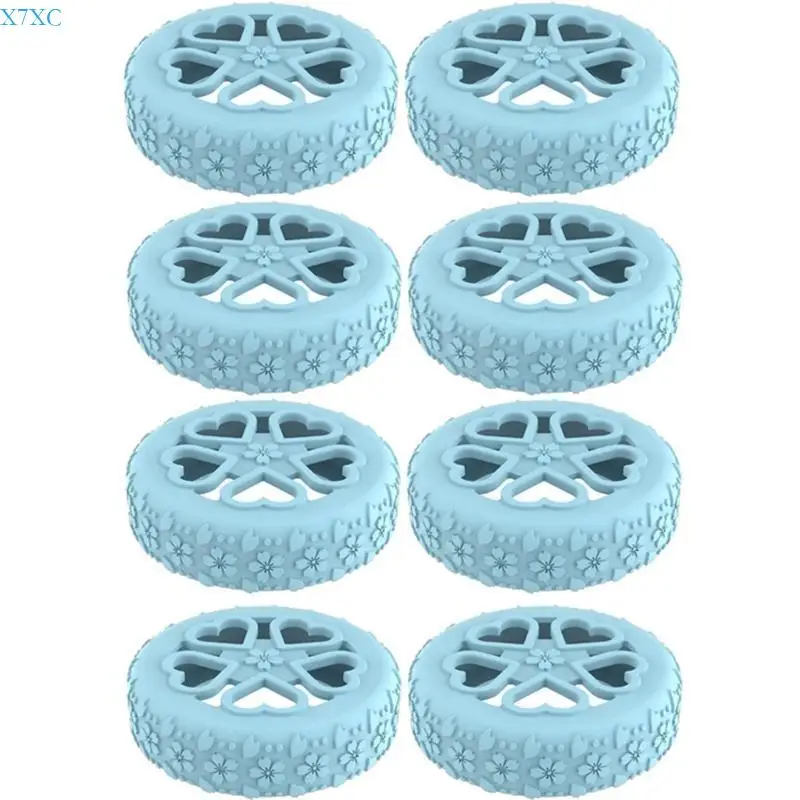 

X7XC Набор из 8 силиконовых чехлов на колеса с цветочной текстурой для багажа, бесшумный чемодан на колесиках, сменные защитные