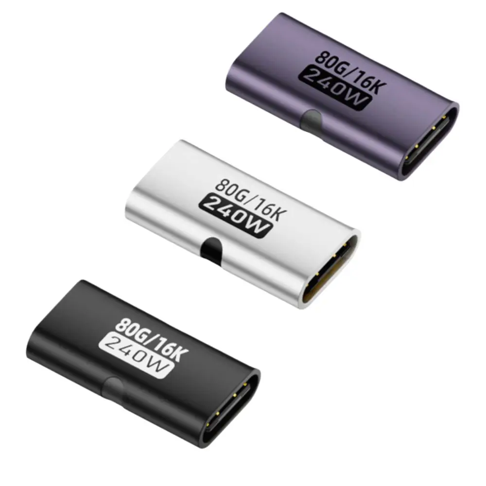PD 3.1 240W USB C Female to Female Converter 16K 60HZ 80Gbps USB4 Type-C Extender Aluminum Alloy High Speed Connector