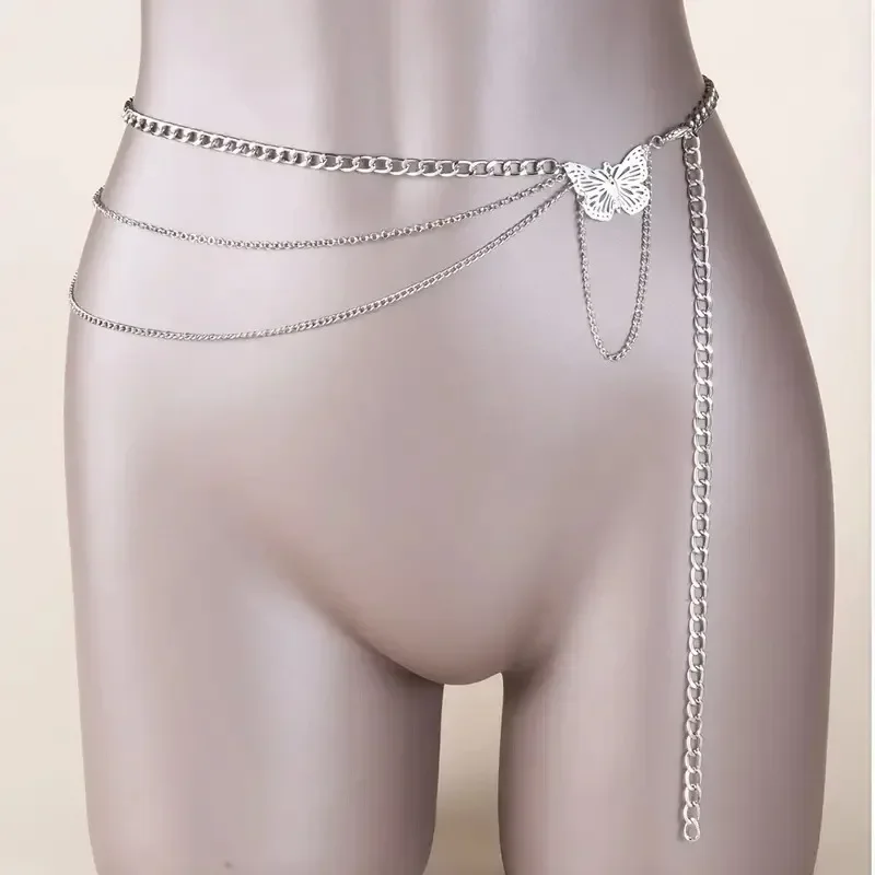 2025 الصيف تنوعا الجسم سلسلة الهيب هوب الرجعية شرابة سلسلة الخصر سلسلة الإناث الإبداعية الجوف فراشة زهرة لوحة الجسم سلسلة #5