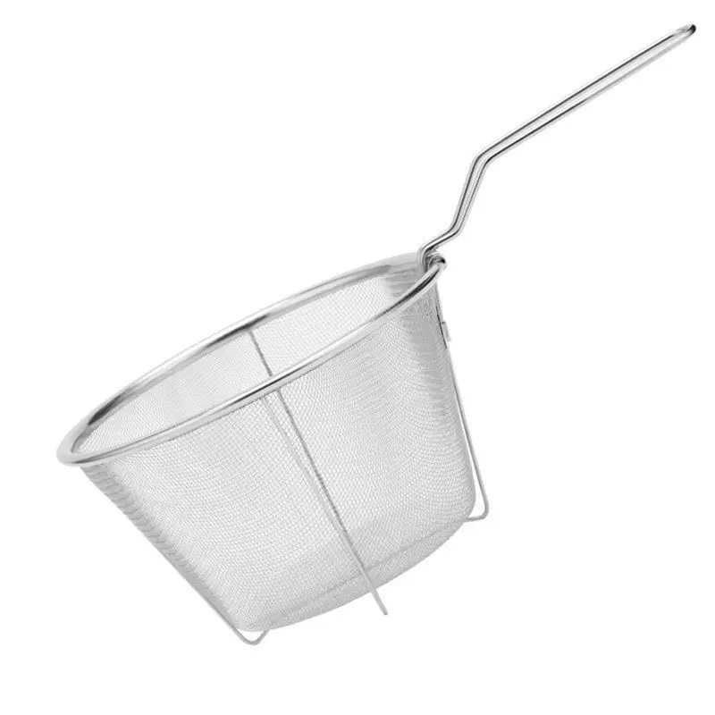 AT63-Folding Fry Basket Mesh Container 7 Inch Foldable Deep Fryer Basket With Handle For Frying And Food Presentation