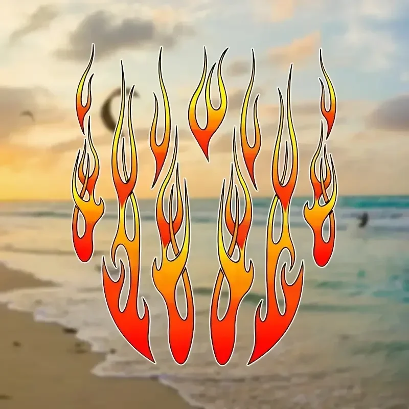 1PC Cool Flame Decal - Unique Burning-Style Design for Belongings Personalization - Waterproof Durable Vinyl Accessory