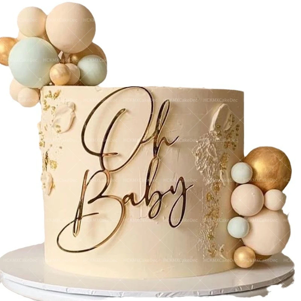 Oh Baby Acryl-Kuchenaufsatz für Neugeborene, süße Wochenende, Dekoration für Babyparty, Party-Dekoration, Zubehör, Geschlecht offenbaren, entzückende Kuchendekoration – Detail 3