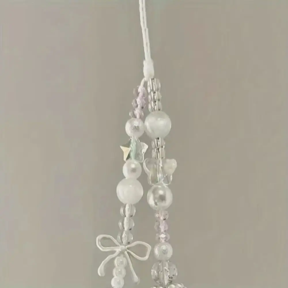 

Модный шарм-ремешок для телефона: милый, роскошный, подвесной, с бусинами-звездочками, белый, аксессуар для телефона