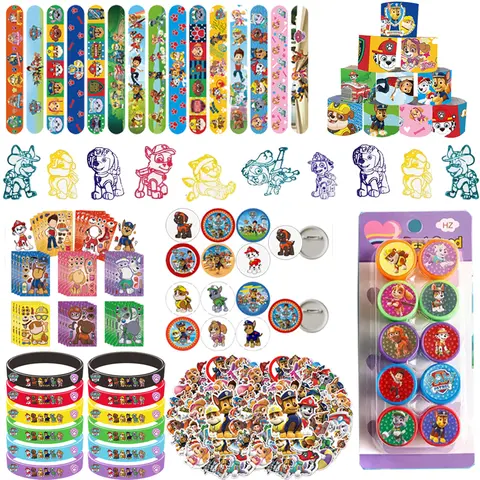 카툰 파우 패트롤 재미있는 생일 파티 선물 파티 기념품 슬랩 팔찌 스탬프 배지 스티커 크리스마스 양말 채우기 장식