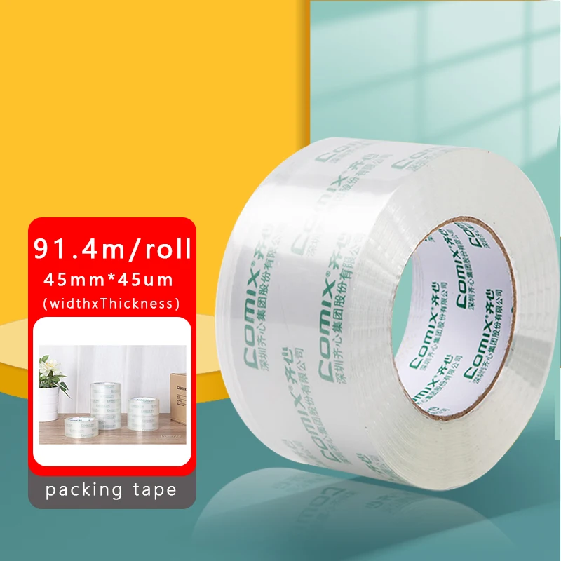 Comix Transparent Tape/Width Tape/Sealing Tape Highly Transparent Packaging Tape Width 45Mm*100Y 1 Roll