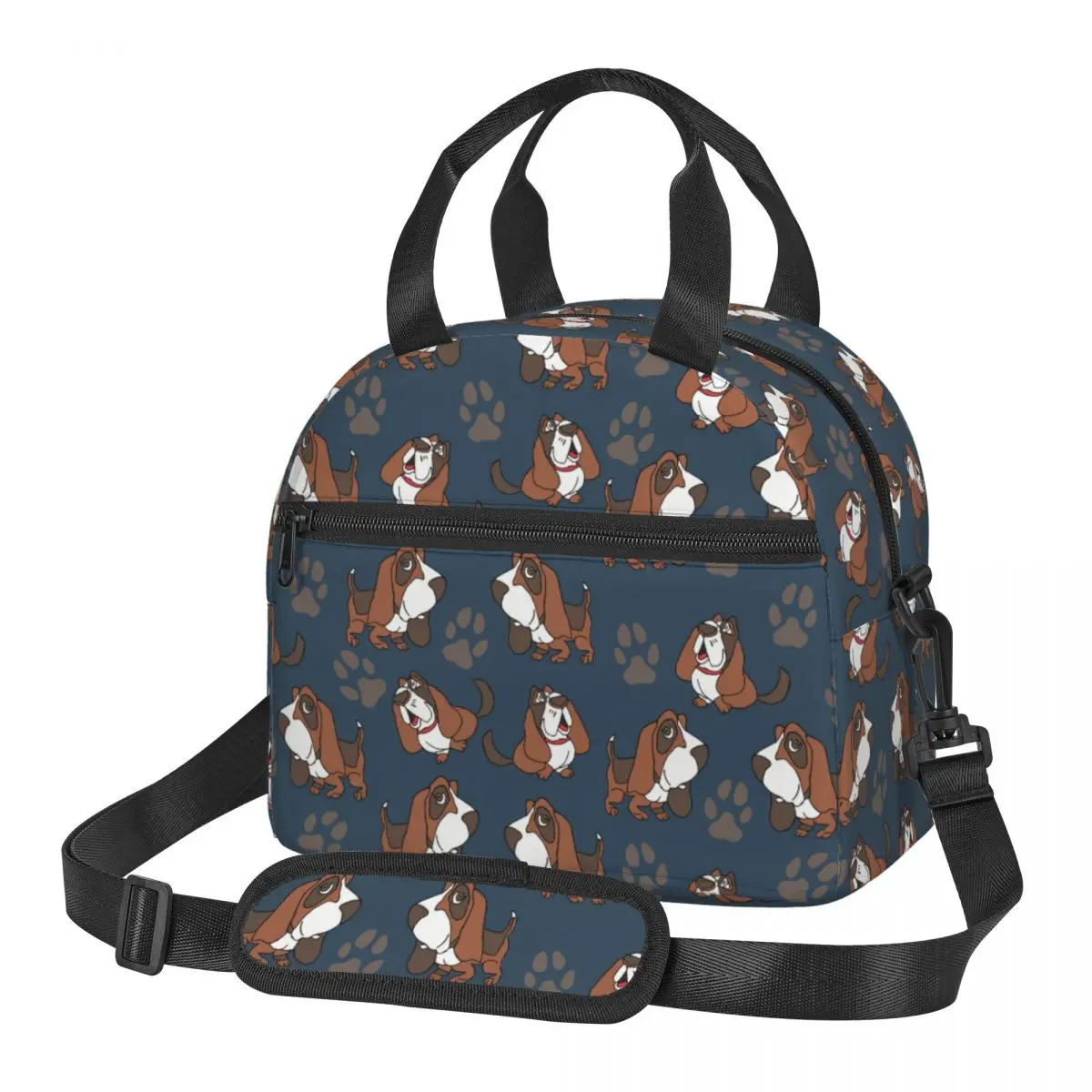 

Basset Hound Dog Large Thermal Insulated Lunch Bags With Adjustable Shoulder Strap Portable Bento Box Cooler Thermal Lunch Boxes