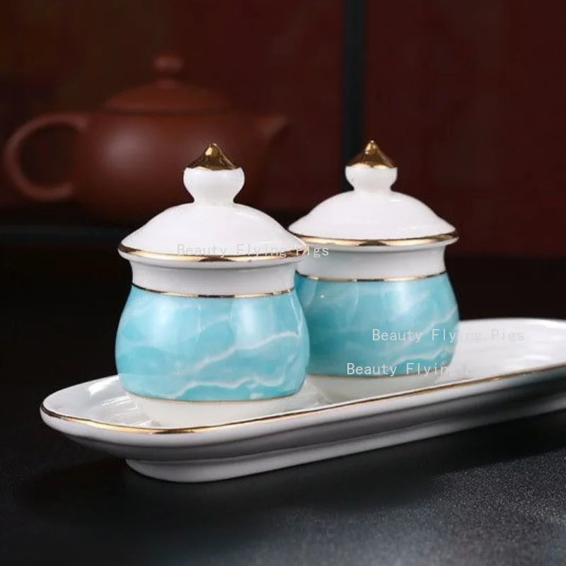 Gold Edged Ceramic Water Supply Cup Set, Buddha's Front Water Purification Cup, Household Sacrificial Cup Offerings with Tray