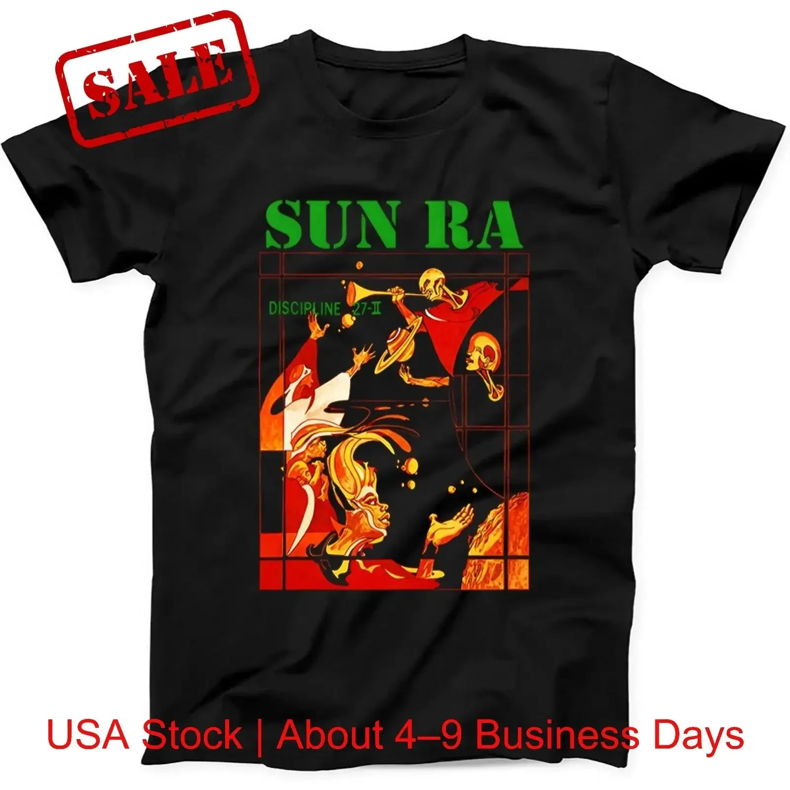 Sun Ra Discipline 27 II Jazz Band Music T Shirt Black Cotton vintage Washed streetwear Breathable Stretched Versatile