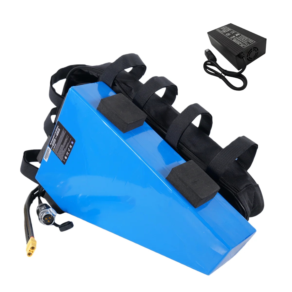 

Мощная треугольная литиевая батарея Ebike 52 В 36 Ач для двигателя максимум 52 В 2000 Вт с зарядным устройством 5 А