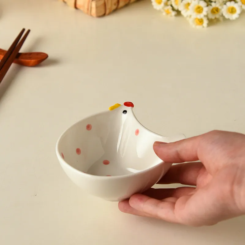2pcs ceramic chicken seasoning dish, household storage box, mini bowl