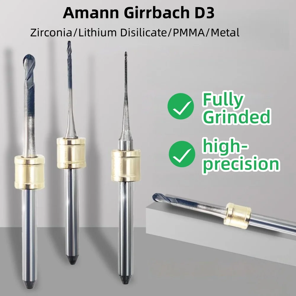 Фрезерные боры Amann Girrbach D3 стоматологические фрезы с алмазным покрытием для циркония дисиликат лития ПММА металлическая система Cad