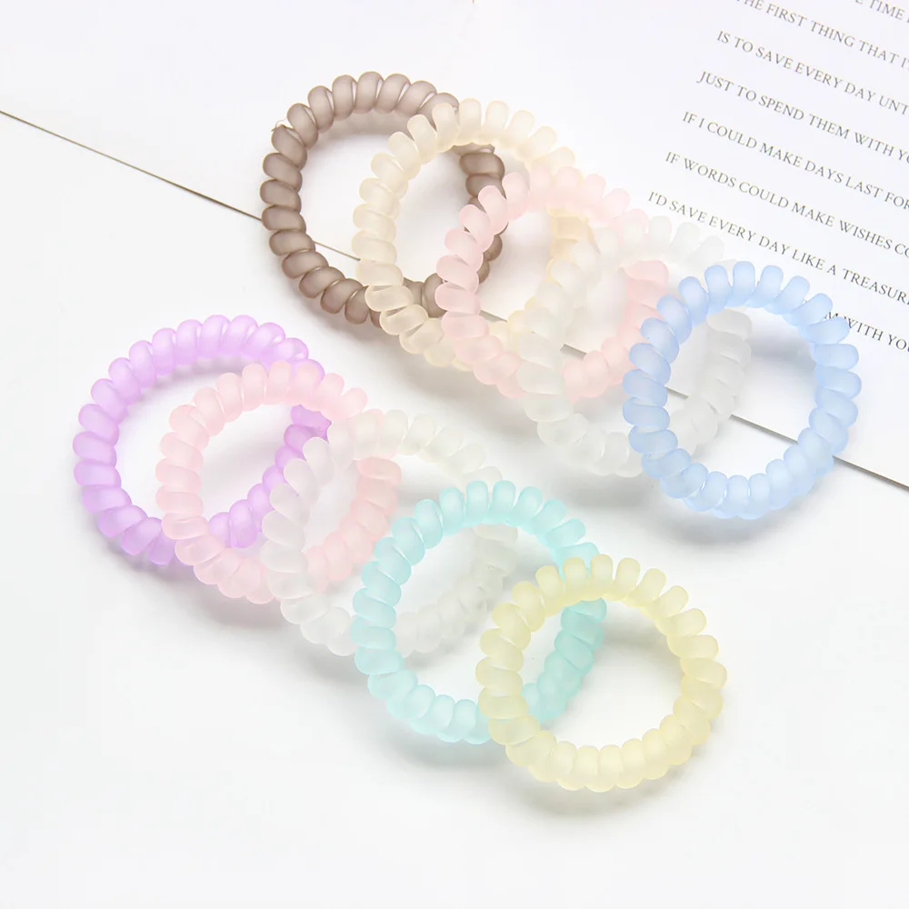 5pcs New Sweet Hot Selling Printed Candy Color Phone Ring Rubber Hair Bands for Women Girl Child Hair Accessories Headwear