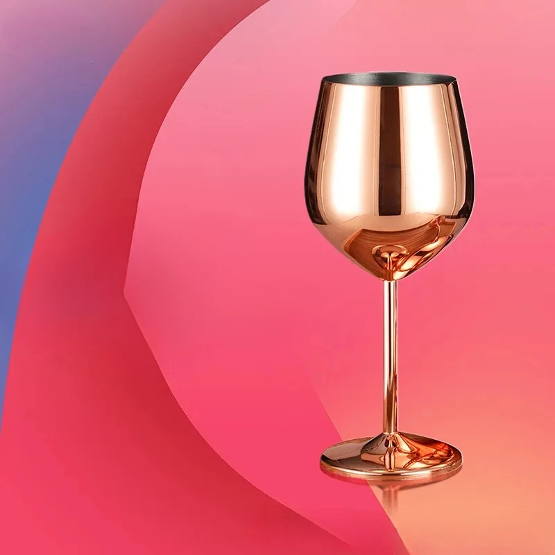 

500ml Stainless Steel Wine Glass Single-layer Drinkware Goblet Kitchen Tool Goblets Barware Bar Cooking Copper Plating