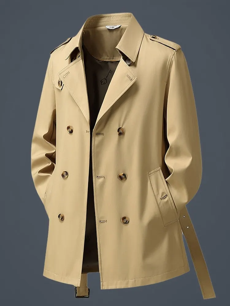 

Корейское мужское длинное пальто в британском стиле, цвет хаки, тонкое, весенне-осеннее, повседневное, модное, приталенное, из полиэстера, для бизнеса