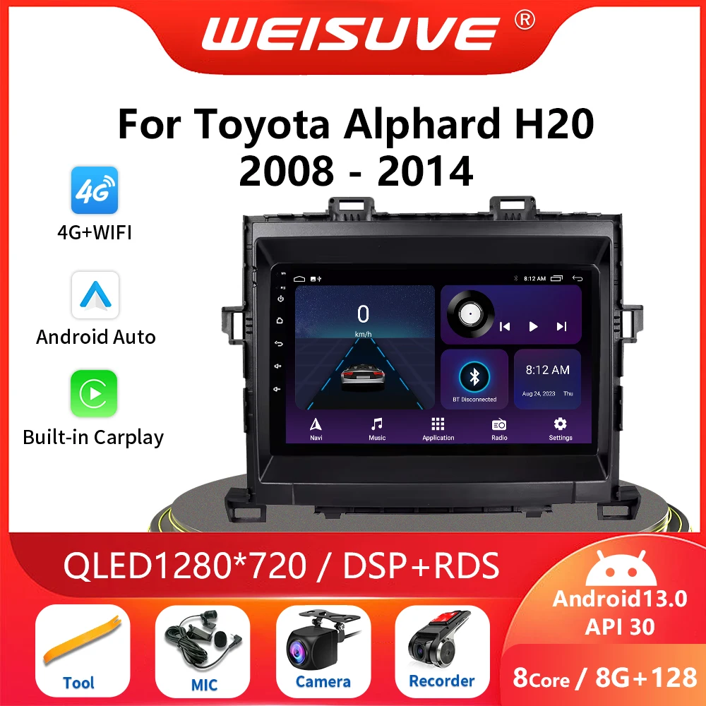 

2Din Android 13 Auto Car Radio For Toyota Alphard H20 2008 - 2014 Car Multimedia Video Player GPS Wireless Carplay Stereo GPS 4G