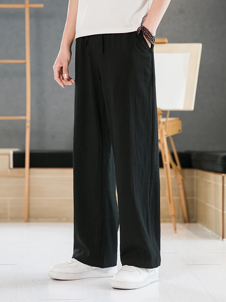 

Льняные брюки свободного кроя для мужчин, прямые, летние, спортивные, повседневные, длинные, удобные, дышащие, стильные