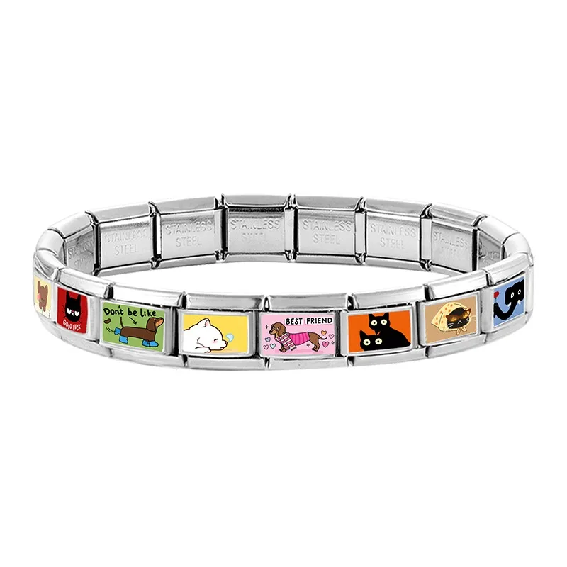 2026 Women's Funny Cat Bite Tail Elephant Dog Animals Italian Charm Link Fit 9mm Stainless Steel Module Bracelet Making Jewelrys image 3
