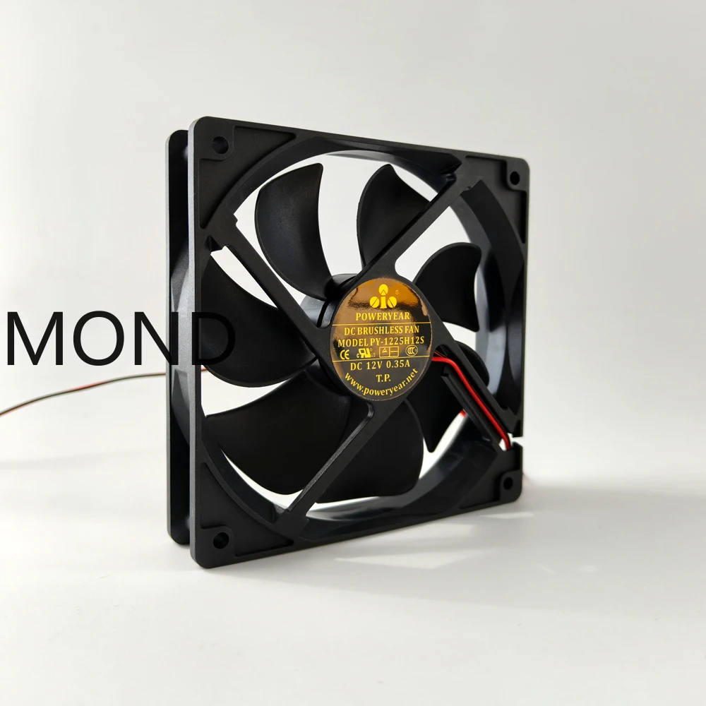 POWERYEAR PY-1225H12S DC12V 0.35A 12CM 12025 Cooling Fan 2-wire