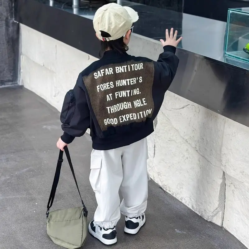 سترة بيسبول للأولاد 2025 سترة عصرية للربيع والخريف على الطراز الكوري ملابس خروج متعددة الاستخدامات للأطفال ملابس خارجية مريحة عصرية #2