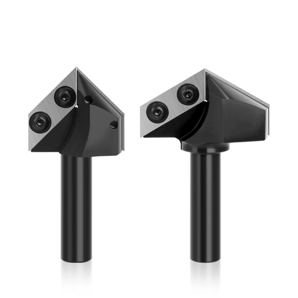 LAVIE لقم التوجيه النجارة 1/2 عرقوب 90 120 درجة V-نوع قاطعة المطحنة تنظيف أسفل أدوات النجارة مجموعة شفرات