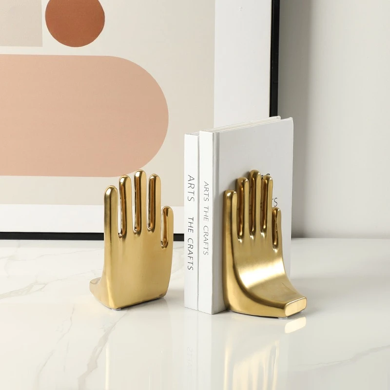 

Modern and simple palm-electroplated ceramic books stand upright creative decoration for office living room and study desks