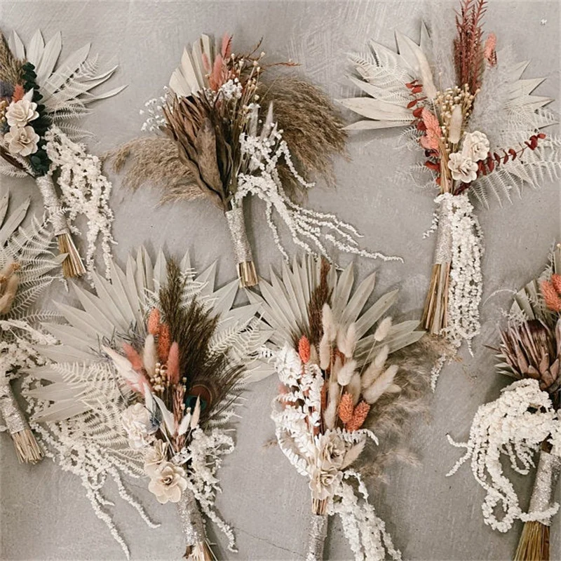 Boho Natural Dried Flower Pampas Grass Bridal Bouquet Dried Flower Bouquet,Bedroom Decor Aesthetic,Home,Wedding Table Decoration