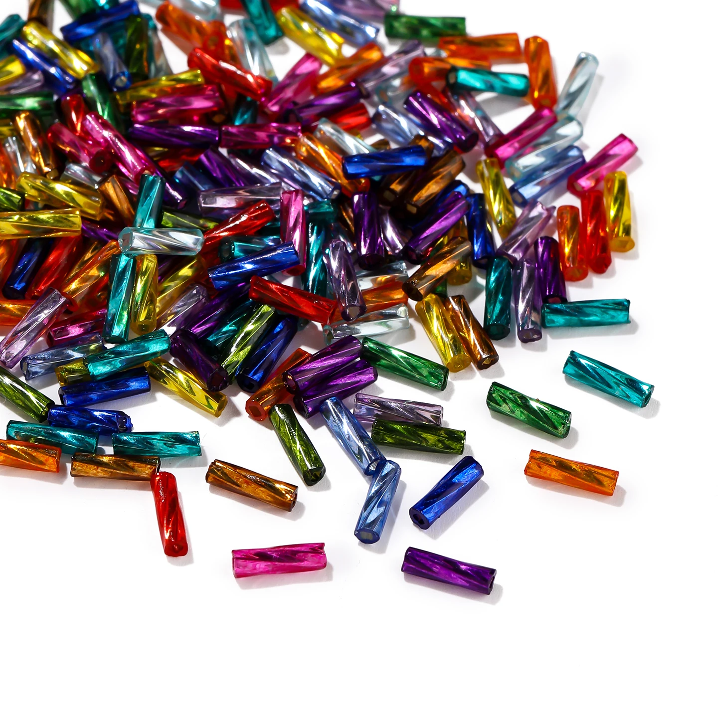 10g 2X6.5mm Colored Spiral Tube Glass Twisted Seed Beads Spacer Beads for Jewelry Making Necklace Bracelets DIY Accessories