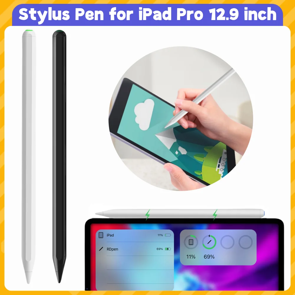Stylus-Stift für iPad, Neigungsempfindlichkeit, Tablet, Touch-Stift, magnetische Aufladung, schnellerer Aufladestift, Stylus-Stift für iPad Pro 12,9 Zoll