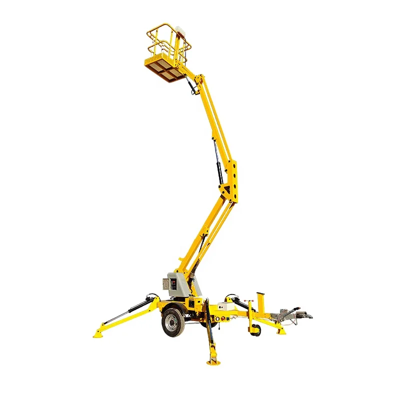 All Terrain 10m Tow Behind Hydraulic Trailer Mounted Aerial Cherry Picker Machine Boom Lift Manufacturers