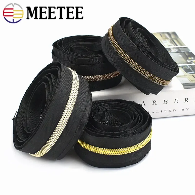 5/10M Meetee 3# 5# Nylon Zippers Tapes Zip By The Meter Repair Kit DIY Bags Garment Zipper Slider Replace Sewing Accessories