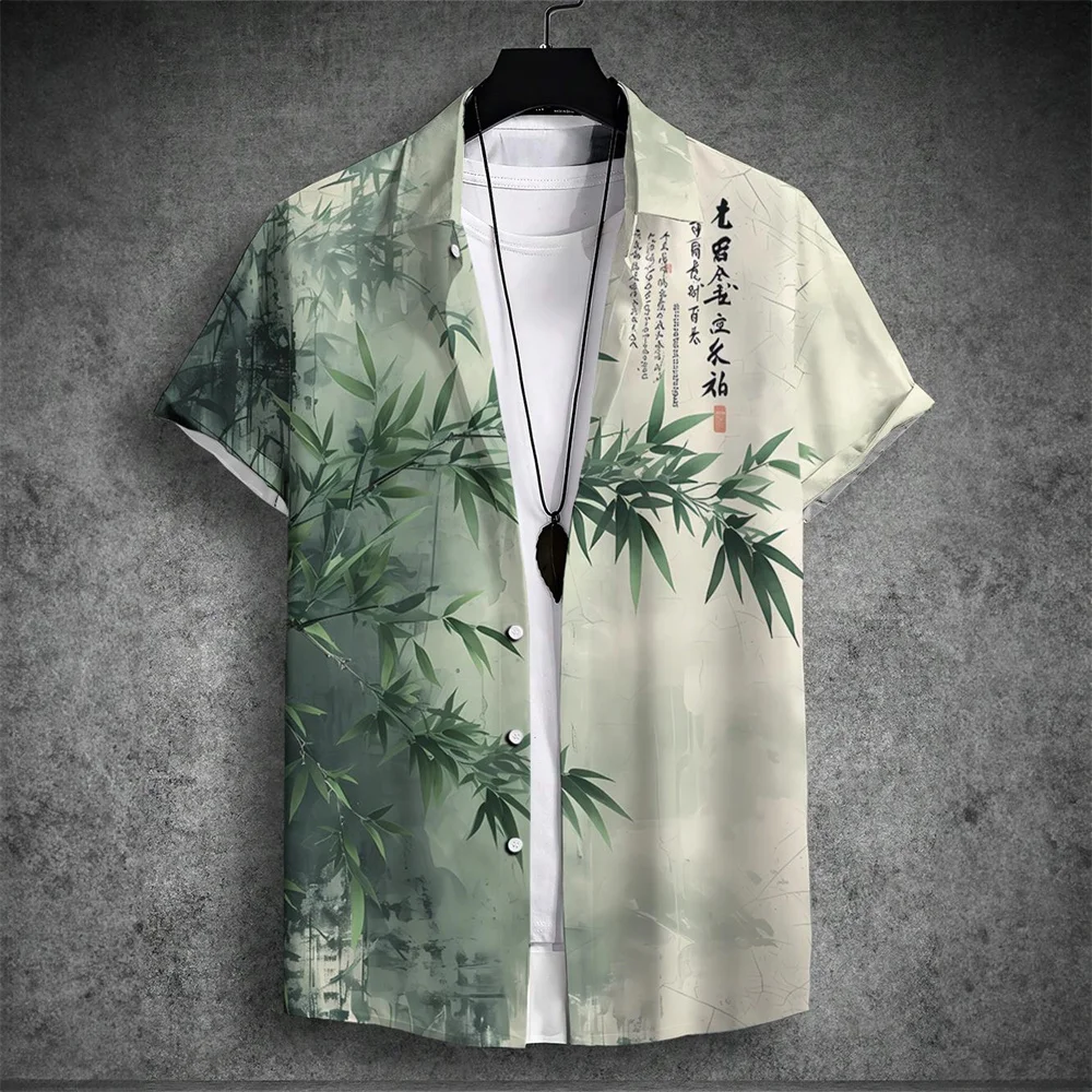 Men\'s Hawaiian Shirt 2024 New Short-Sleeved Shirt Loose Casual Comfort Harajuku Fashion Top Chinese Style Printed Social Clothes