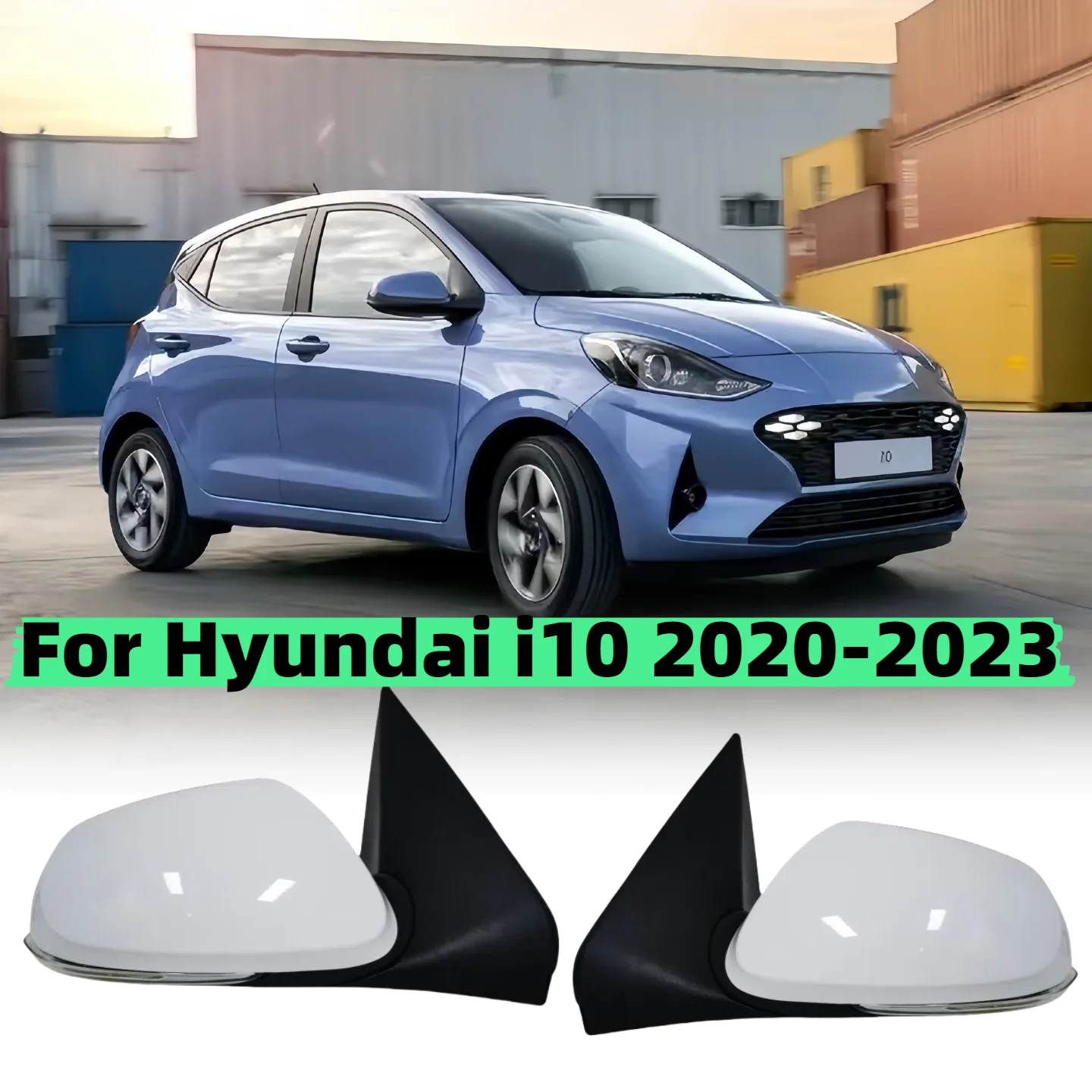 Para Hyundai i10 2020-2023 conjunto de espejo retrovisor ajuste eléctrico lente de calefacción eléctrica plegable OE 87610-K6000 87620-K6000