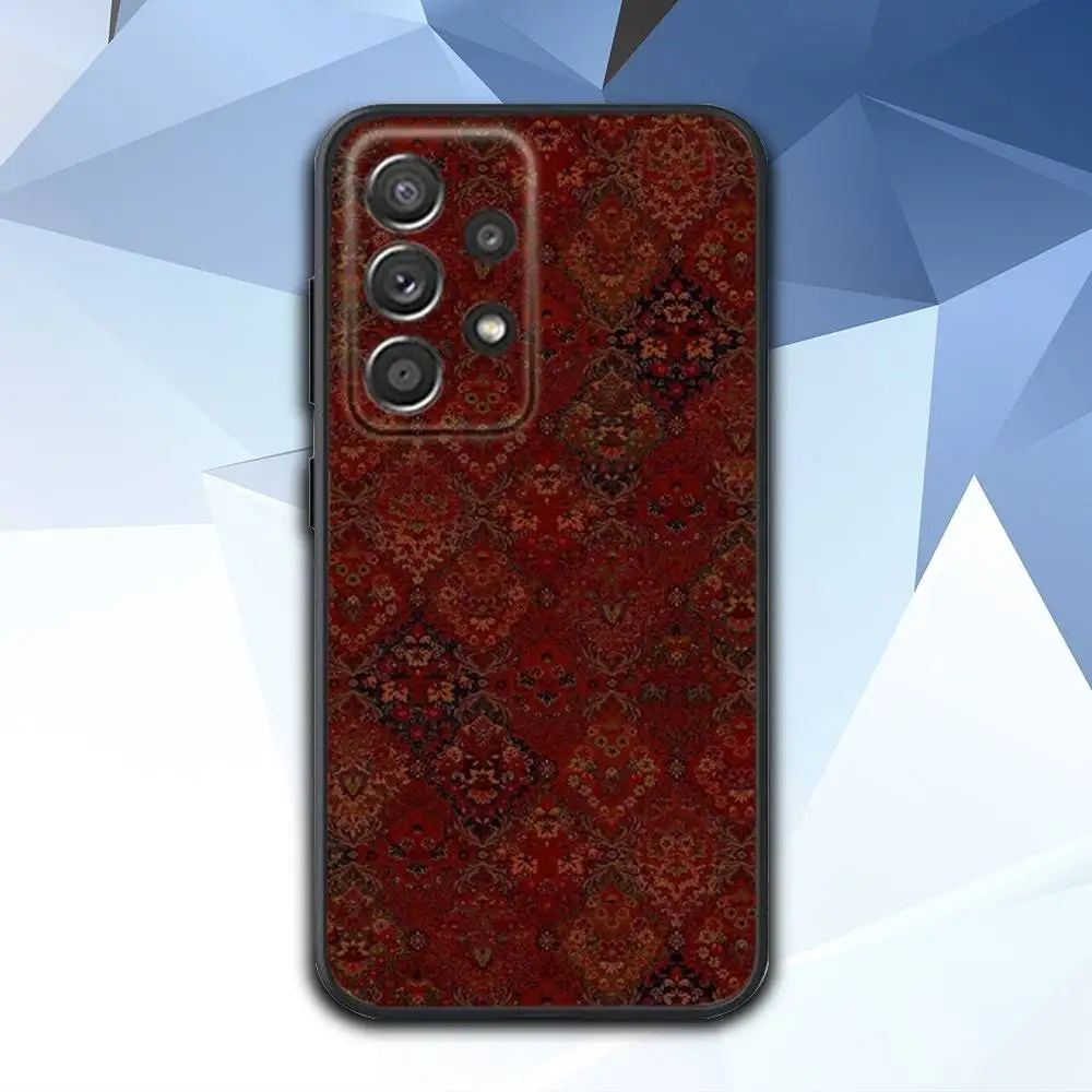 حافظة هاتف بنمط السجاد الفارسي P لهاتف سامسونج S 25,24,23,22,30,21,10,9,Ultra,Plus,Lite,FE,4,5G حافظة سوداء ناعمة