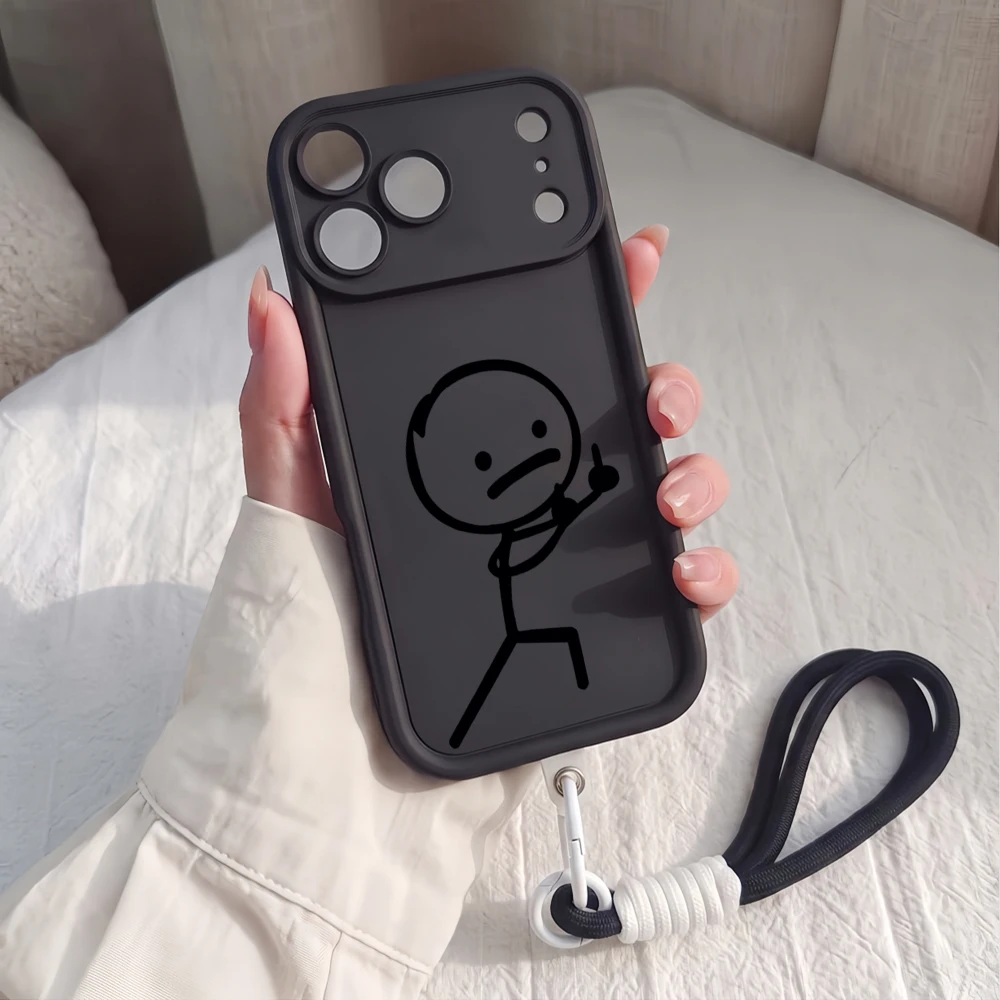 Thumb Up Stick Figure Lanyard Phone Case For Samsung Galaxy Note 20 S25 S26 Plus S24 FE S25 S24 Ultra A57 A07 5G SIlicone Cover